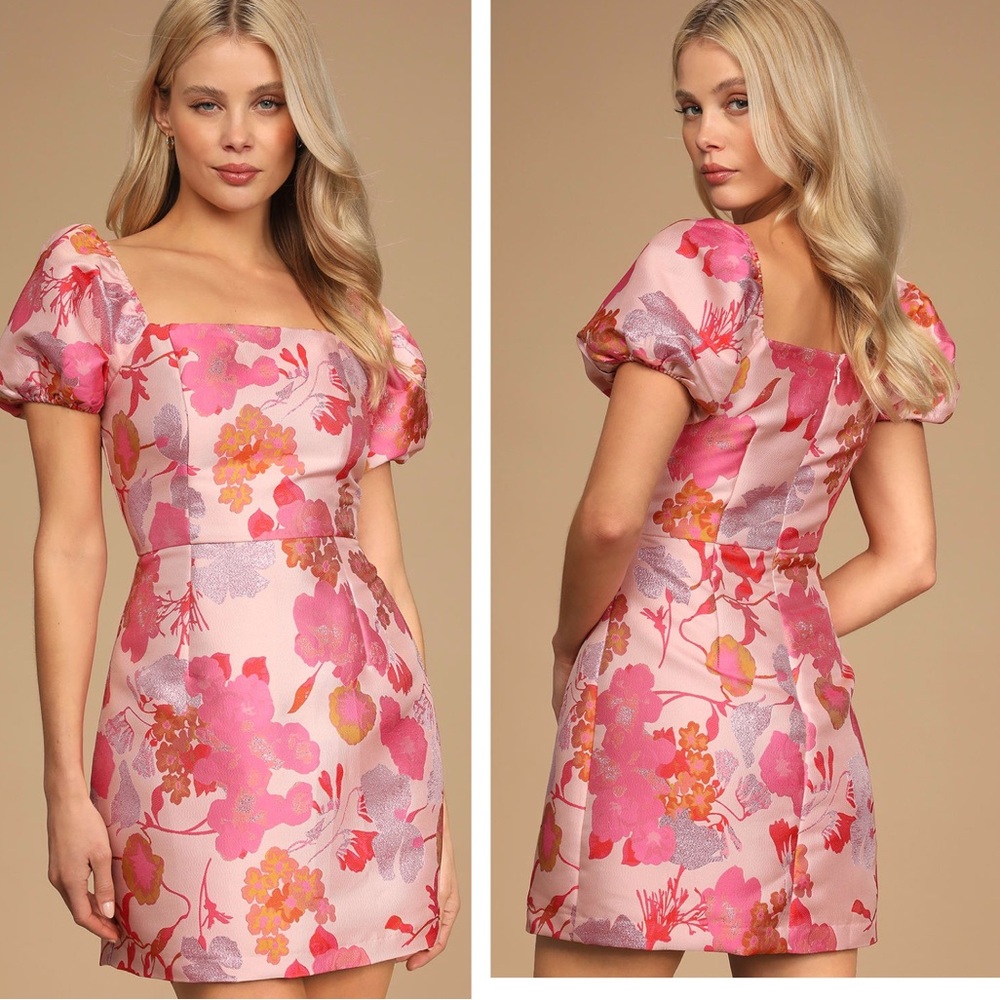 Lulu's Pink Floral Mini Dress